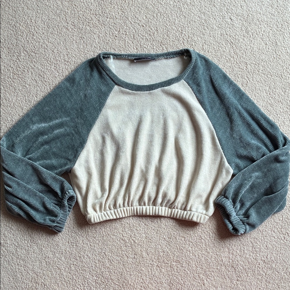 Blue Blush Cream and Blue Crop Top